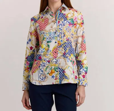 Hinson Wu Margot Long Sleeve Shirt In Amalfi In Multi
