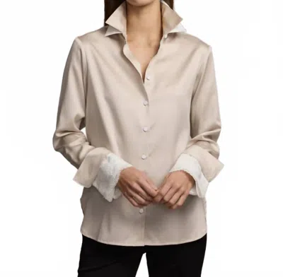 Hinson Wu Margot Top With Lace Cuff In Champagne In Neutral