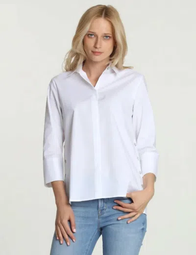 Hinson Wu Maxine Quarter Sleeve Button Up Shirt In White