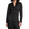 Hinson Wu Maya Long Sleeve Cotton Satin Blouse In Black In Black