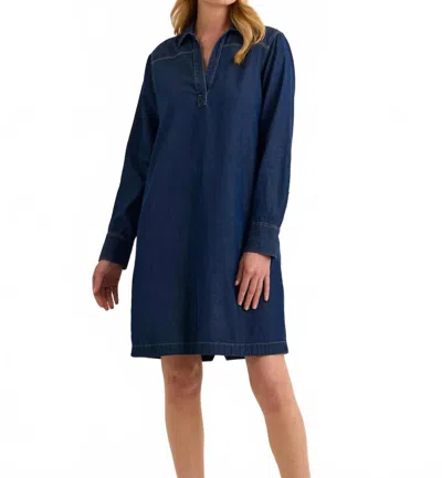 Hinson Wu Monica Long Sleeve Mini Dress In Dark Wash In Blue