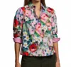 Hinson Wu Quarter Sleeve Xena Shirt In Watercolor Garden In Multi