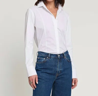 Hinson Wu Rebecca Long Sleeve Woven Knit Shirt In White
