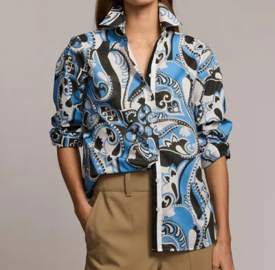 Hinson Wu Reese Long Sleeve Shirt In Dancing Paisley In Blue