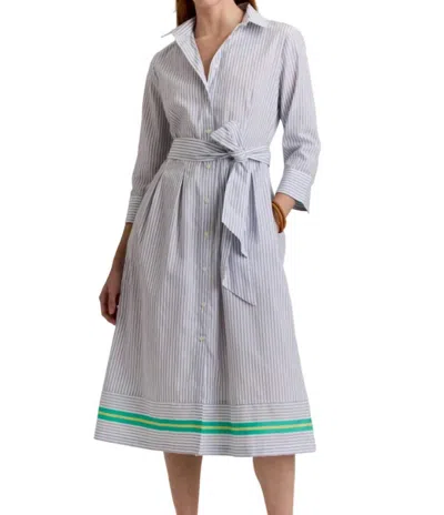 Hinson Wu Robin 3/4 Sleeve Dress In Contrast Stripe In Blue