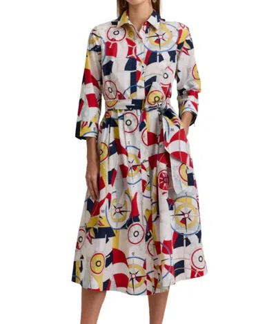 Hinson Wu Robin 3/4 Sleeve Dress In Nautical In Multi