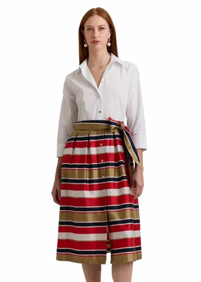 Hinson Wu Robin 3/4 Sleeve Dress In Nautical Stripes In White