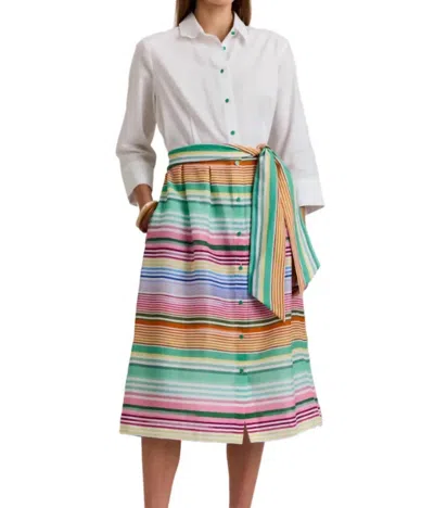 Hinson Wu Robin 3/4 Sleeve Multi Linen Dress In Stripe