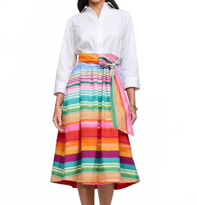 Hinson Wu Robin 3/4 Sleeve Stripe Dress In White Ombre In Multi