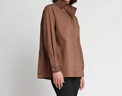 Hinson Wu Sara Long Sleeve Pleated Shirt In Caramel In Brown