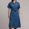 Hinson Wu Short Sleeve Joanna Dress In Medium Wash In Blue