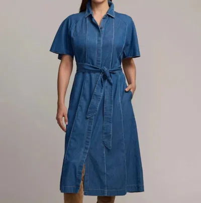 Hinson Wu Short Sleeve Joanna Dress In Medium Wash In Blue