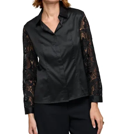 Hinson Wu Sienna Long Sleeve Lace Shirt In Black