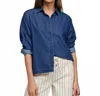 Hinson Wu Sophie Long Sleeve Denim Shirt In Dark Wash In Blue