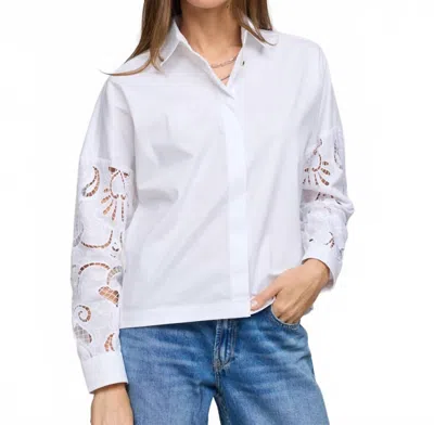 Hinson Wu Sophie Long Sleeve Embroidered Eyelet Shirt In Embroidery White