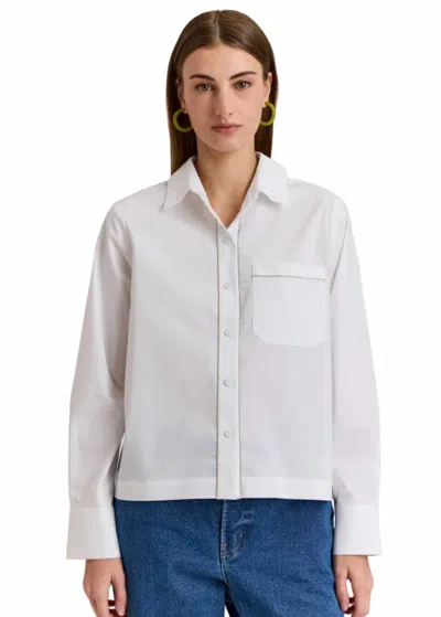 Hinson Wu Venus Long Sleeve Metallic Bead Shirt In White