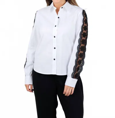 Hinson Wu Venus Long Sleeve Shirt In White/black In Multi