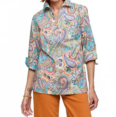 Hinson Wu Vicky 3/4 Sleeve Paisley Print Top In Multi Color