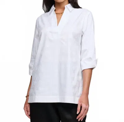 Hinson Wu Vicky 3/4 Sleeve Shirt In White Lattice