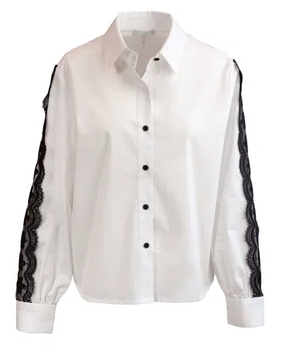 Hinson Wu Women's Cotton Blend Venus Blouse In White/black In Metallic