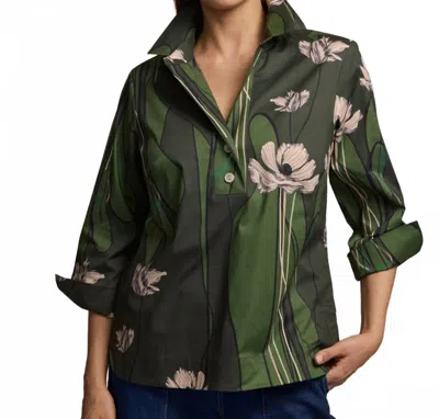 Hinson Wu Women's Poppy Print Aileen Blouse In Oregano Multi In Green