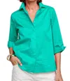 Hinson Wu Lucie Short Sleeve Shirt In Jade In Blue