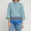 Hinson Wu Xena Button Up Tunic Blouse In Maze Geo Pattern In Green