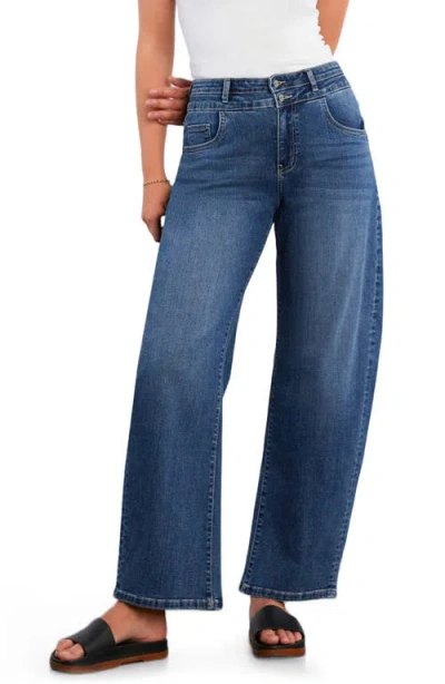 Hint Of Blu Abigail Double Waist Relaxed Straight Leg Jeans In Multi