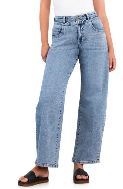 Hint Of Blu Abigail Double Waist Relaxed Straight Leg Jeans In Multi