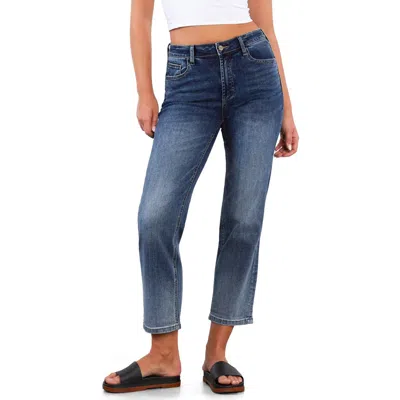 Hint Of Blu Ankle Slim Straight Leg Jeans In Blue