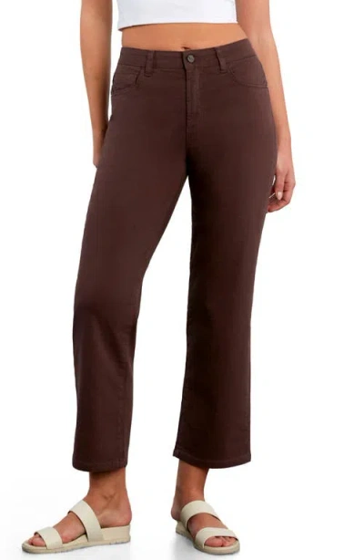 Hint Of Blu Ankle Straight Leg Jeans In Brown