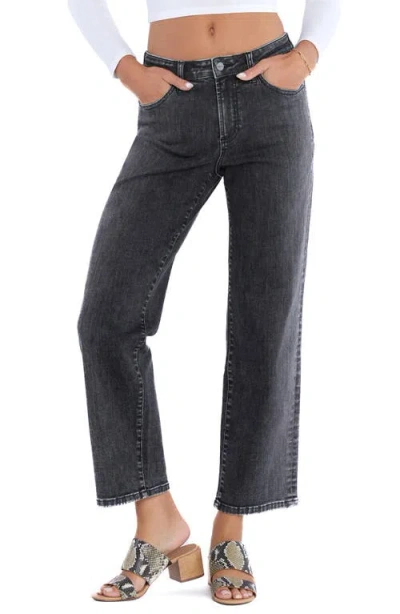 Hint Of Blu Ankle Straight Leg Jeans In Vintage Black