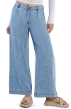 Hint Of Blu Chill Pleated Mid Rise Wide Leg Jeans