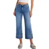 Hint Of Blu Clever Cuffed High Waist Wide Leg Jeans In River Blue
