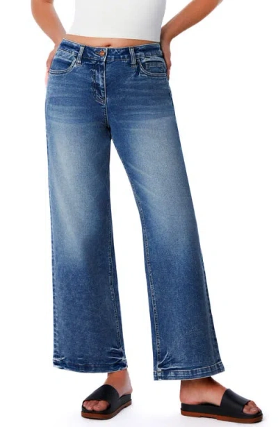 Hint Of Blu Clever High Waist Wide Leg Jeans In New Orleans Blue