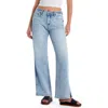 Hint Of Blu Clever Side Slit High Waist Wide Leg Jeans In Authentic Blue