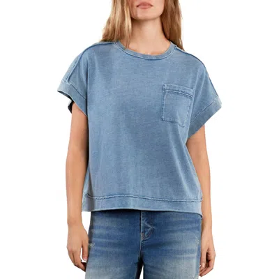 Hint Of Blu Cloud Cotton Slub Pocket T-shirt In Blue