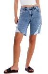 Hint Of Blu Cool Summer Raw Hem Long Denim Shorts In Blue Love
