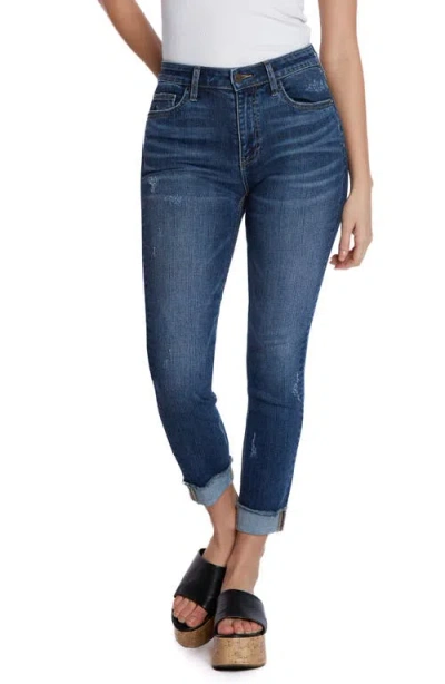 Hint Of Blu Cuffed Crop Skinny Jeans In Aged Indigo