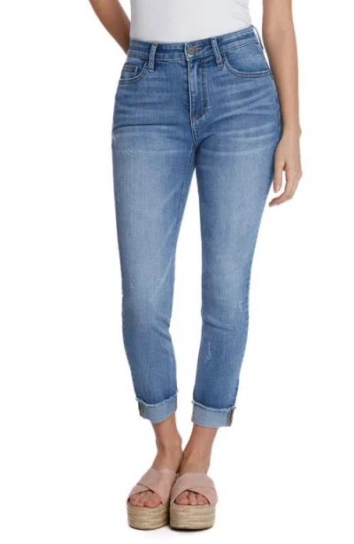 Hint Of Blu Cuffed Crop Skinny Jeans In Blue