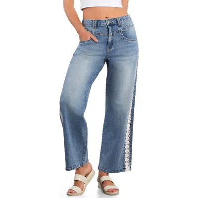 Hint Of Blu Dasis Chain Inset Barrel Leg Jeans In Blue