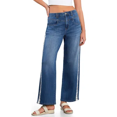 Hint Of Blu Dasis Chain Inset Barrel Leg Jeans In Blue