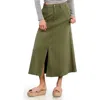 Hint Of Blu Denim Maxi Skirt In Green