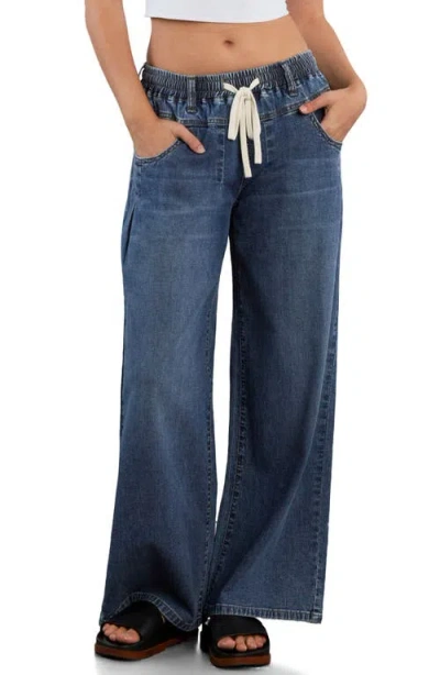 Hint Of Blu Elastic Waist Wide Leg Jeans In Multi