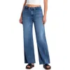Hint Of Blu Flat Front Wide Leg Jeans In Lake Michigan