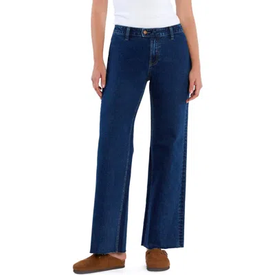 Hint Of Blu Flat Front Wide Leg Jeans In Unity Blue