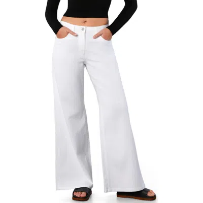 Hint Of Blu Flat Front Wide Leg Jeans In White