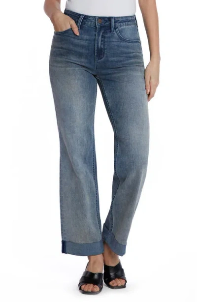 Hint Of Blu High Waist Ankle Wide Leg Boyfriend Jeans In Fresh Blue