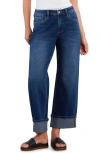 Hint Of Blu High Waist Cuff Wide Leg Jeans In Black
