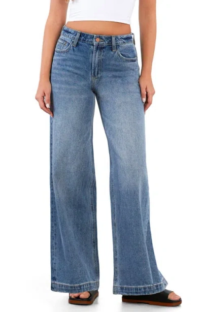 Hint Of Blu High Waist Wide Leg Jeans In Blue